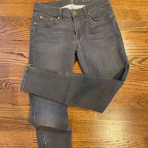 7FAM Grey Skinny Jeans Zip Bottom